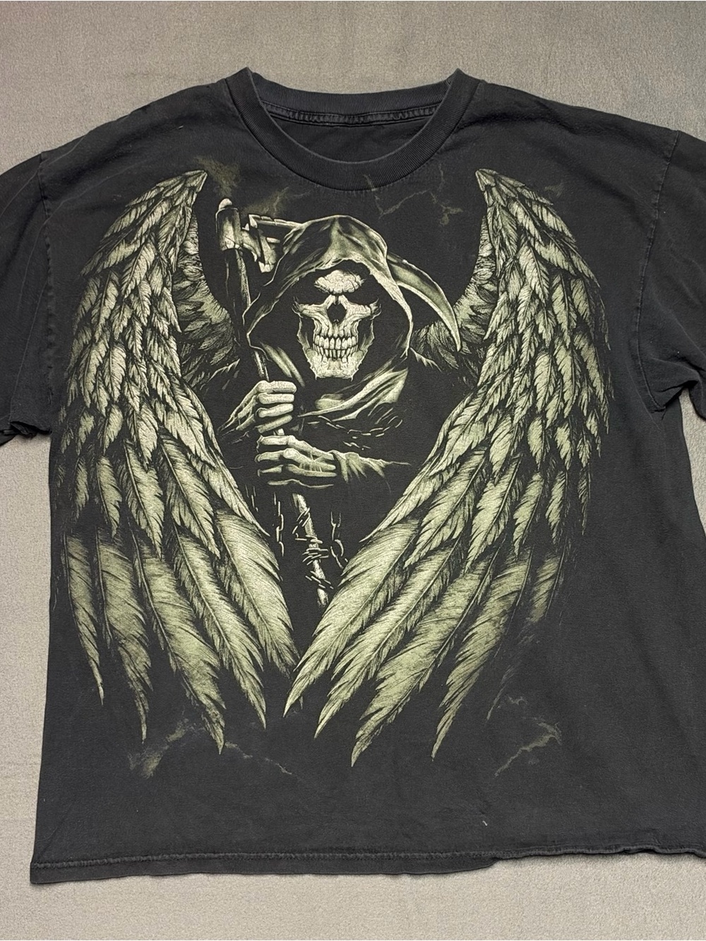 Black Y2K Skull & Wings Graphic Short Sleeve T Shirt L